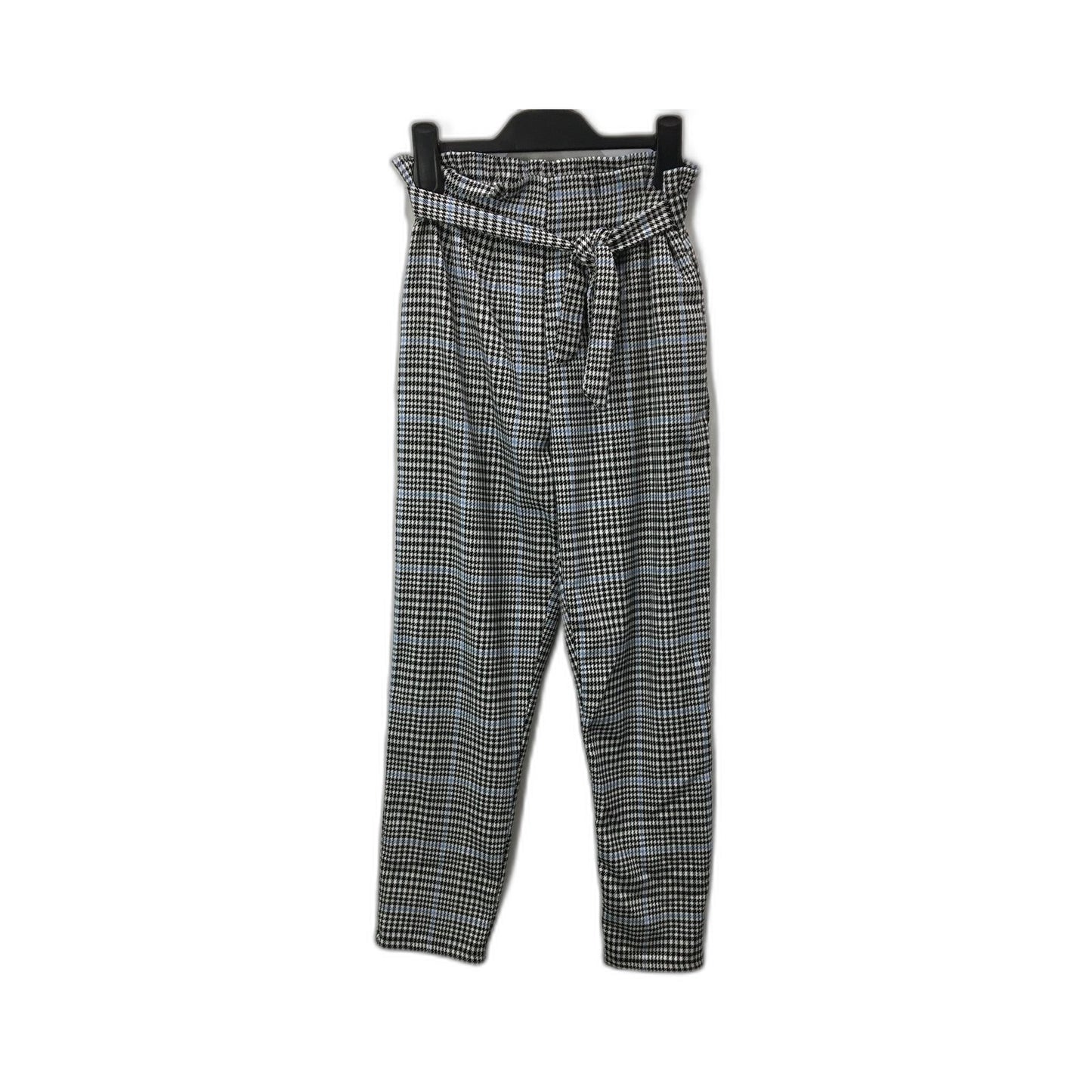 H & M Houndstooth Checkered Elastic Waist Trousers Black and White Women Size 12