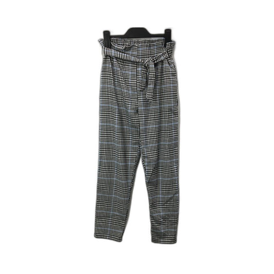 H & M Houndstooth Checkered Elastic Waist Trousers Black and White Women Size 12
