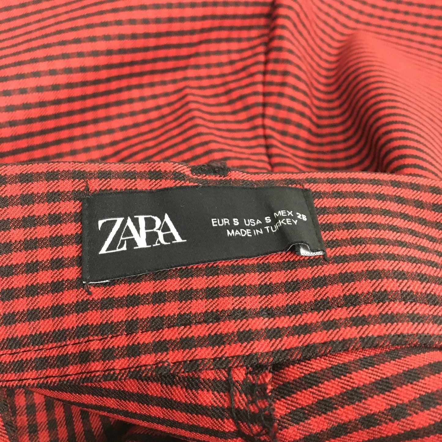 Zara Striped Slim Fit Pants Red and Black Womens Size Small NEW