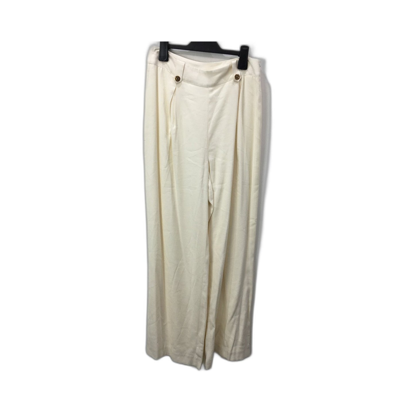 Tokito Wide Leg High Waisted Trousers Cotton Blend Cream Womens Size 10