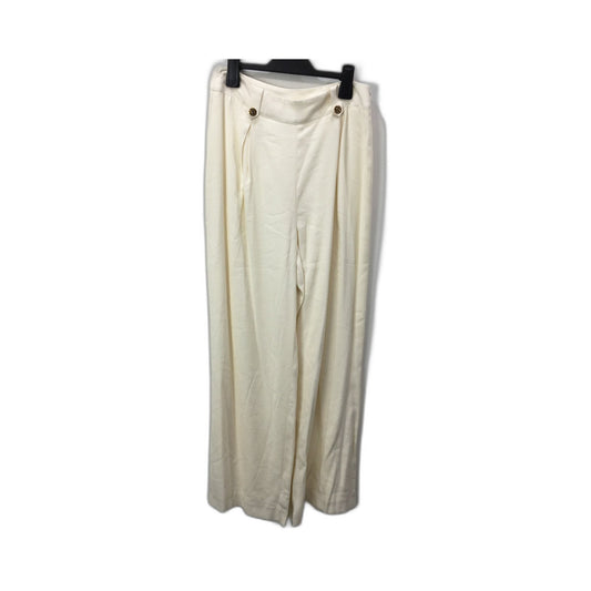 Tokito Wide Leg High Waisted Trousers Cotton Blend Cream Womens Size 10