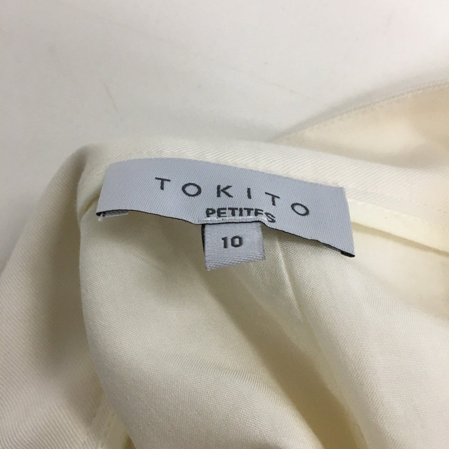 Tokito Wide Leg High Waisted Trousers Cotton Blend Cream Womens Size 10