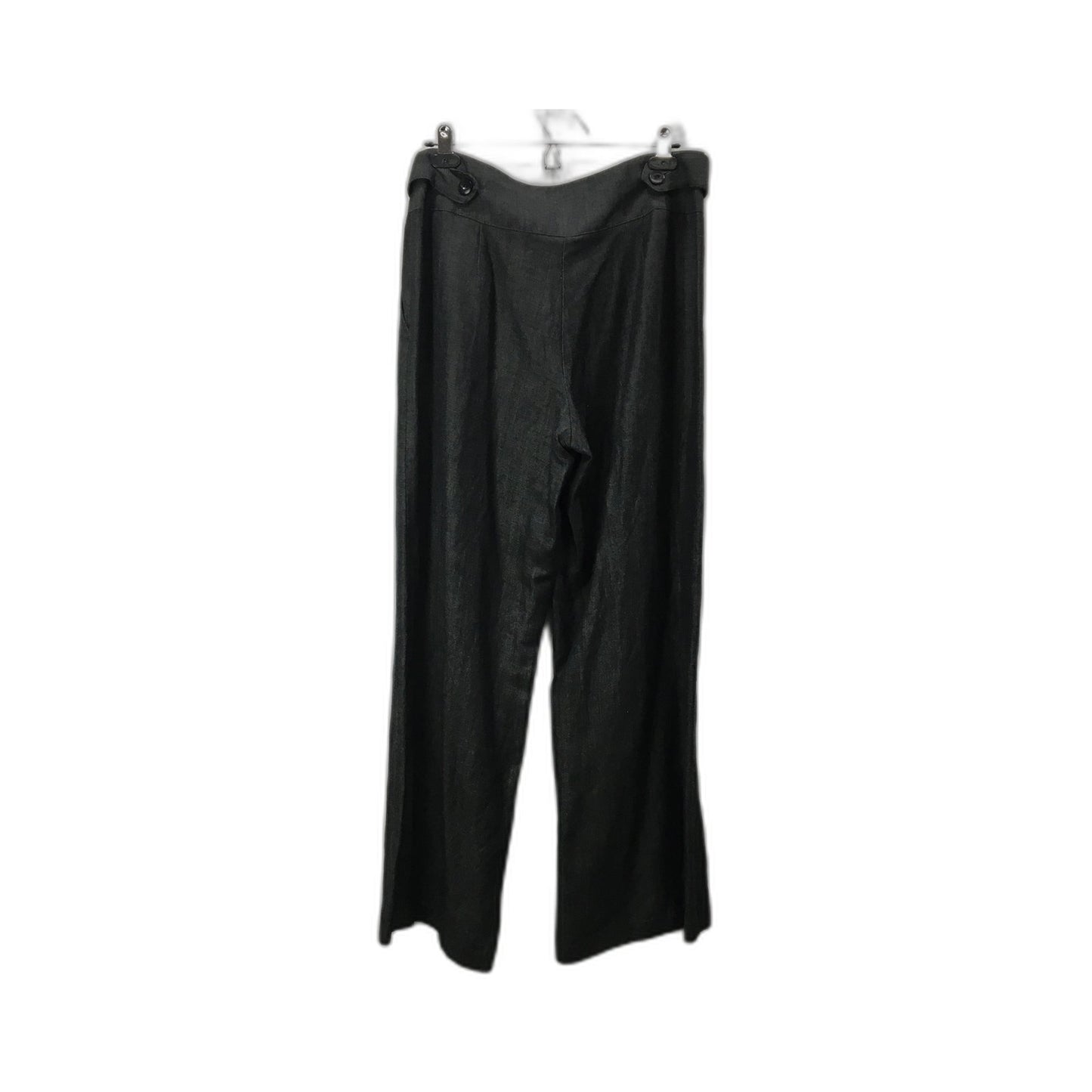 Comma Wide Leg Linen Wool Pants Black High Waisted Womens Size 3 NEW