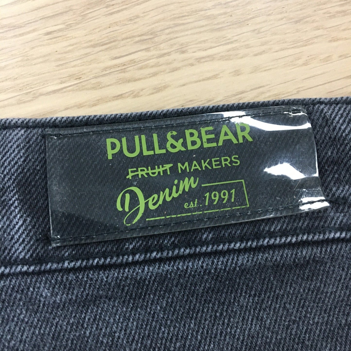 Pull & Bear Denim Shorts Black Relaxed Fit Men's Size 38