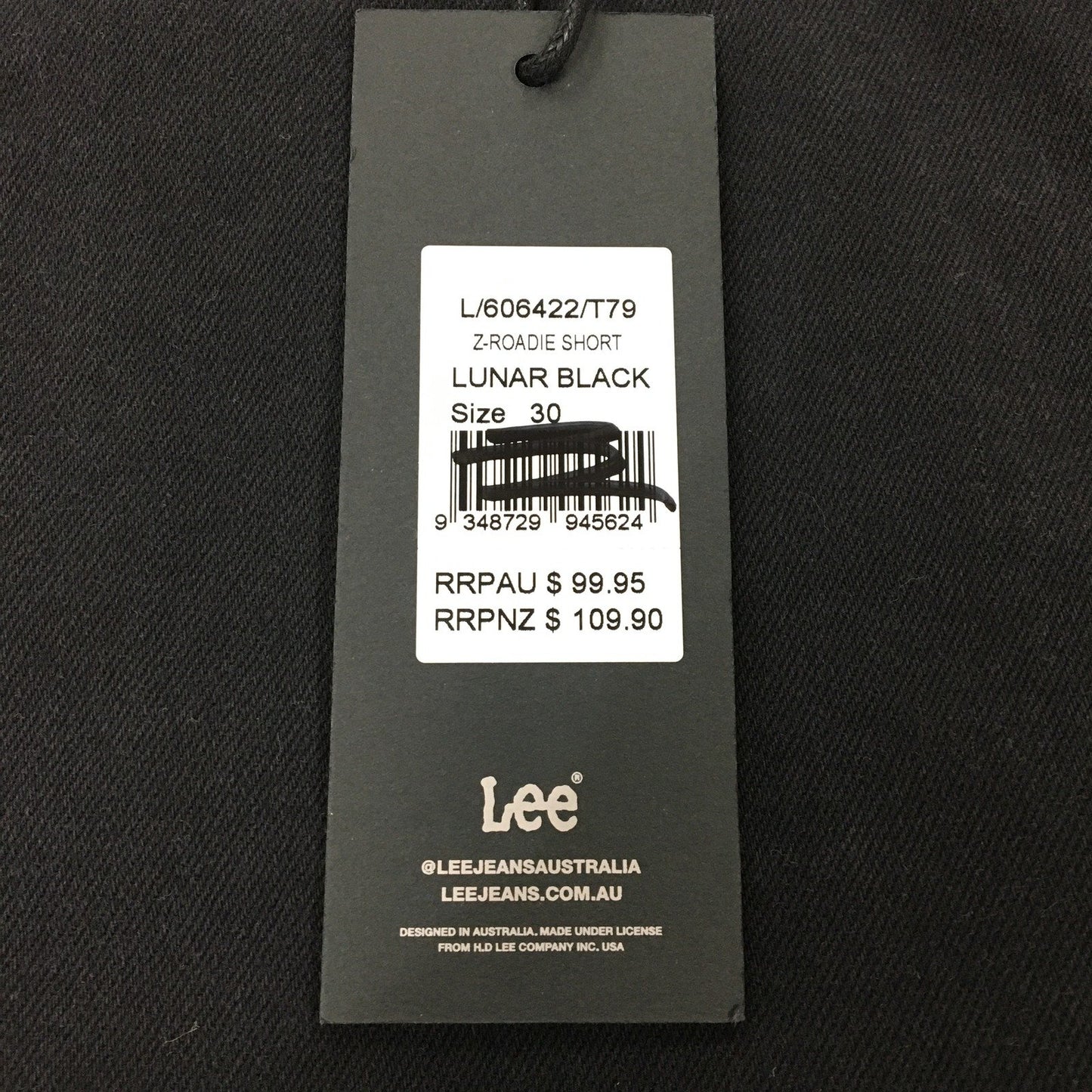 Lee Z-Roadie Skinny Fit Denim Shorts Lunar Black Men's Size 30 NEW