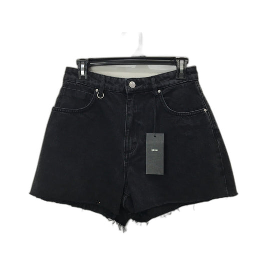 Neuw Ryder High Rise Relaxed Fit Denim Shorts Black Distressed Hem Size 28 NEW