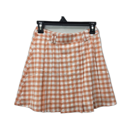 Alive Girl Pleated Gingham Mini Skirt Orange and White Plaid Women's Size 6