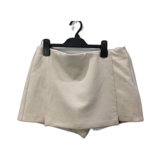 Zara Pleated Cotton Shorts Beige Belted Women's Size Large