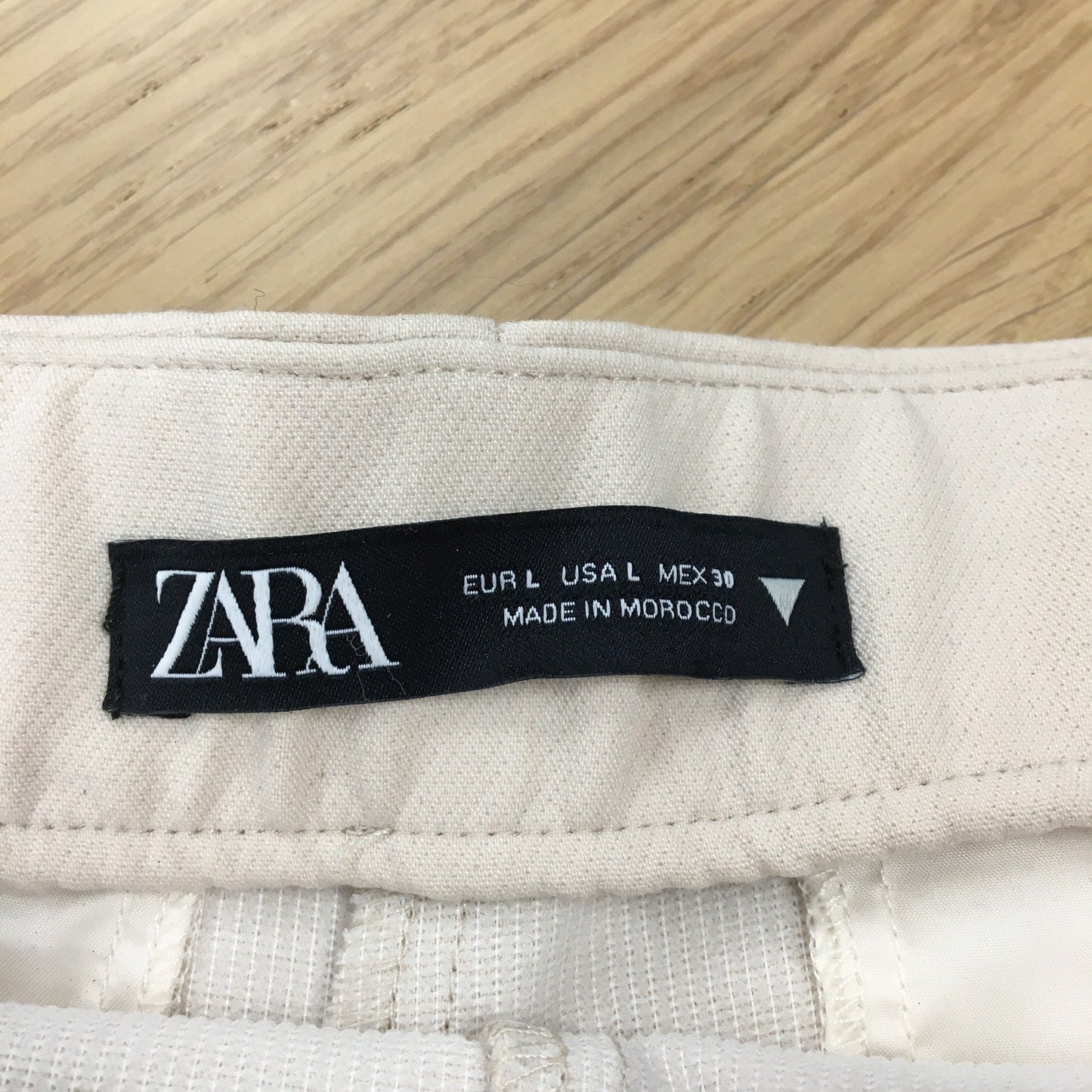 Zara Pleated Cotton Shorts Beige Belted Women's Size Large