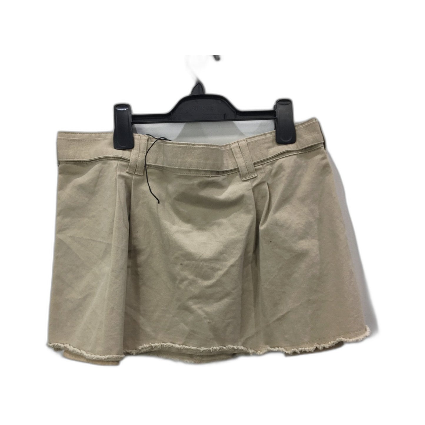 Ghanda Cotton Belted Skirt with Frayed Hem Beige Women's Size 12 NEW