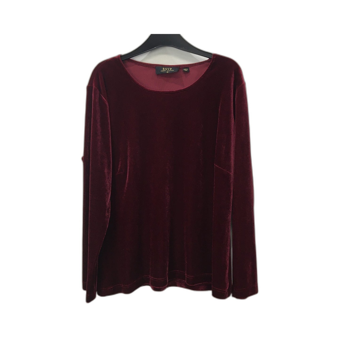 RSVP Velvet Long Sleeve Top Burgundy Women's Size XL