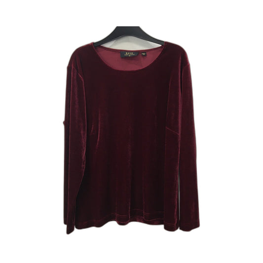RSVP Velvet Long Sleeve Top Burgundy Women's Size XL