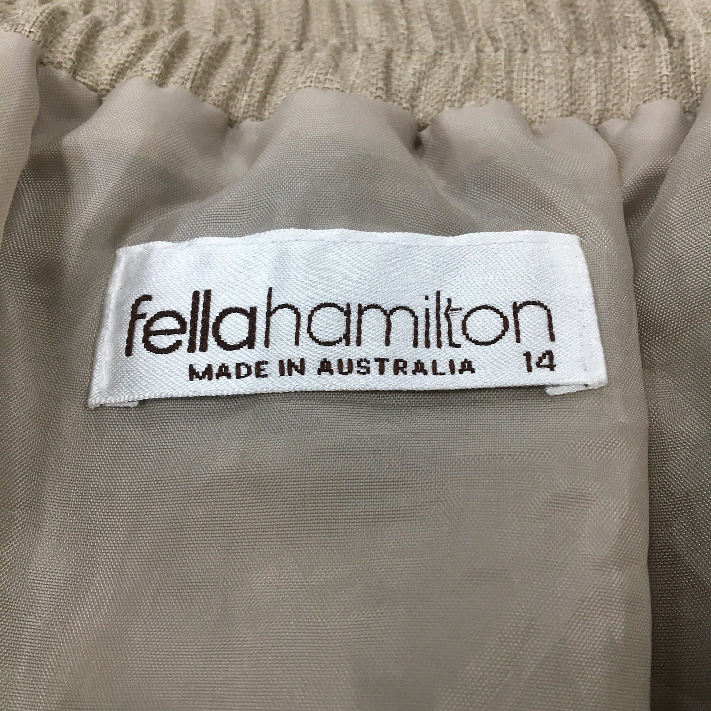 Fellahamilton Linen Straight Skirt Womens Elastic Waist Beige Size 14 NEW