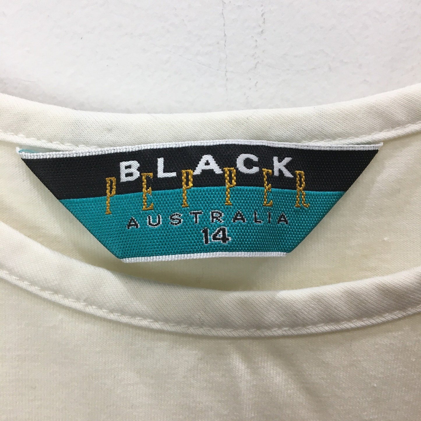 Black Pepper Racerback Tank Top Cream Cotton Comfortable Size 14