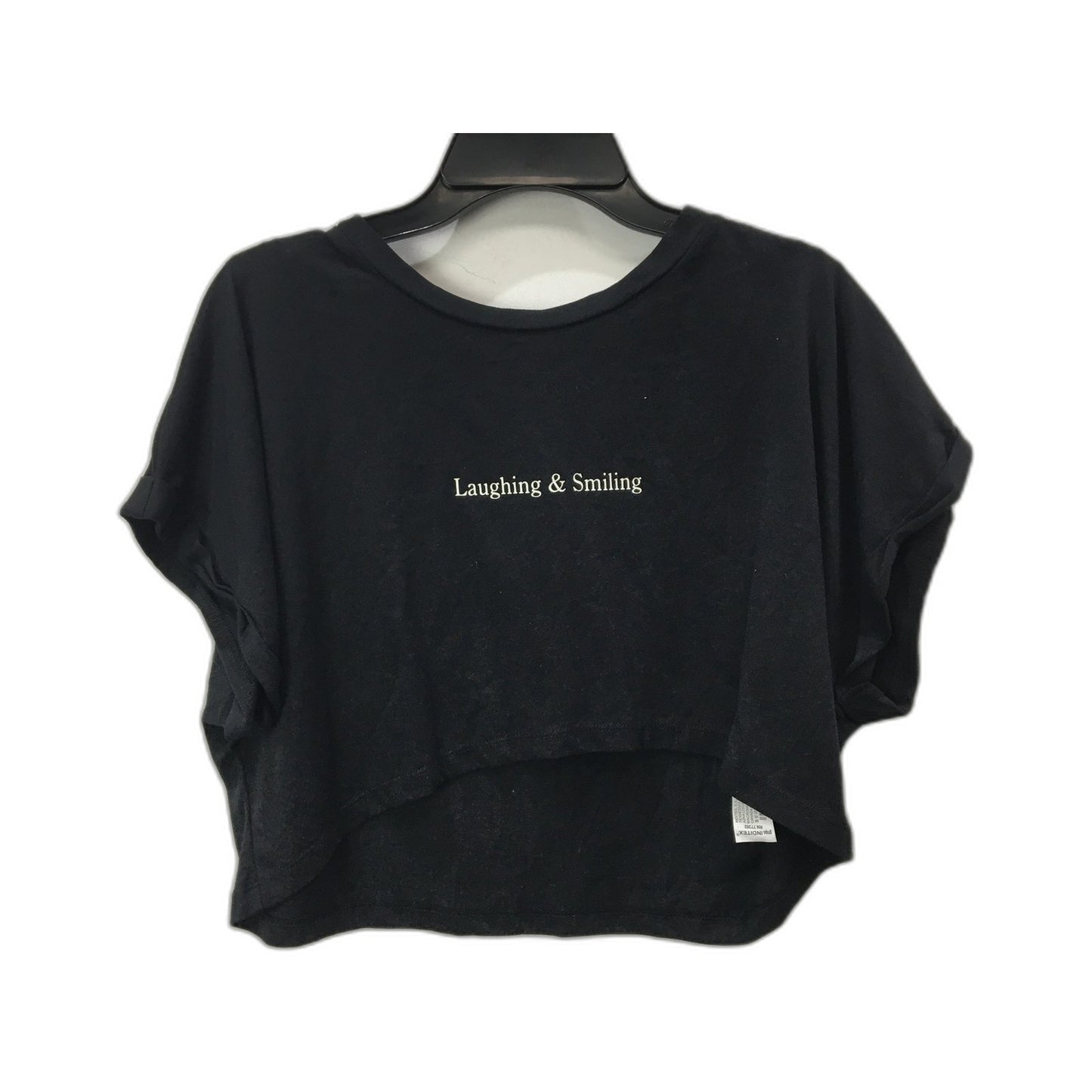 Zara Cropped Graphic Tee Casual Cotton Top Shirt Black Women's Size 12
