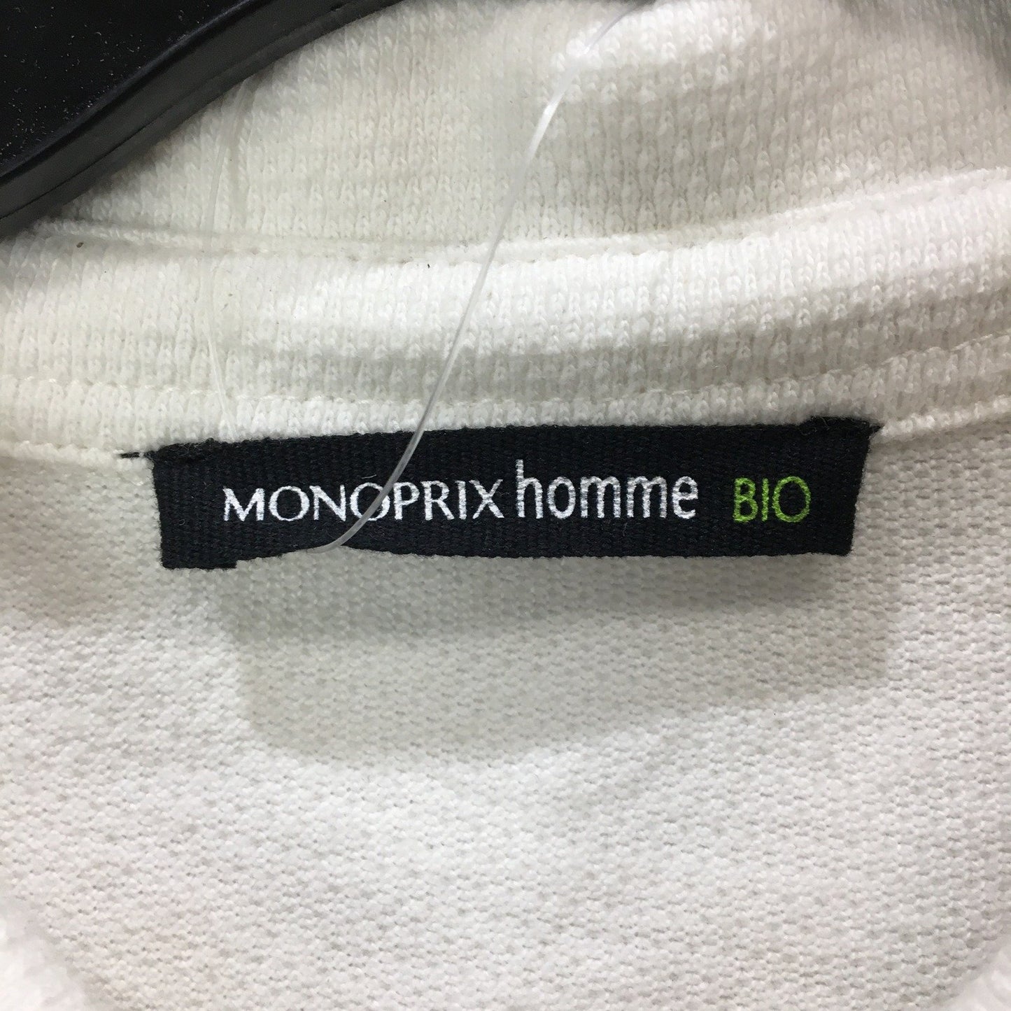 Monoprix Textured Jersey Polo Shirt Cotton Casual Unisex White Size Medium NEW