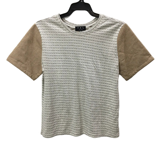 YAL Striped Pullover shirt Soft Comfortable Cotton Blend Gray and Tan Size M