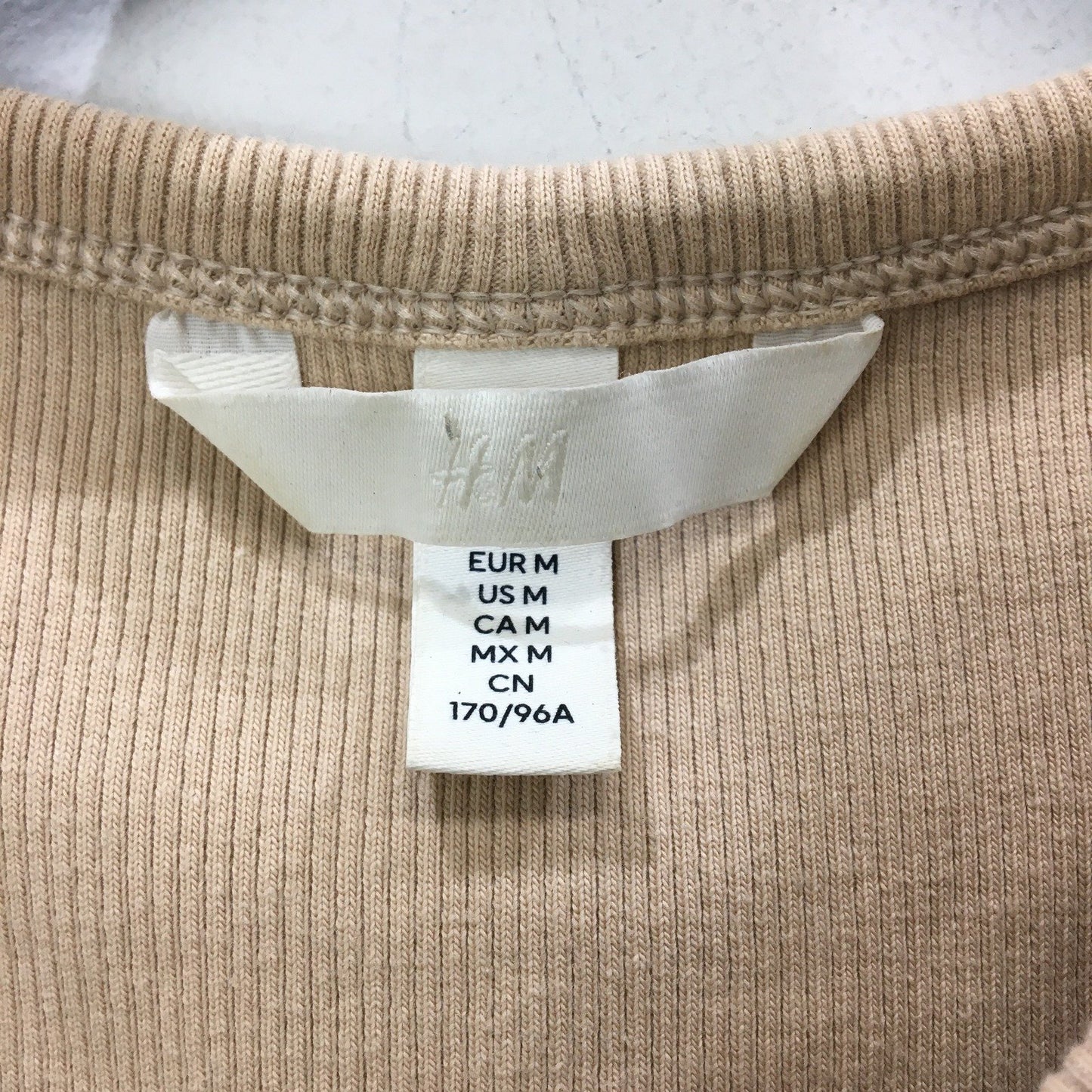 H&M Ribbed Knit Tank Top Beige Women's Size Medium