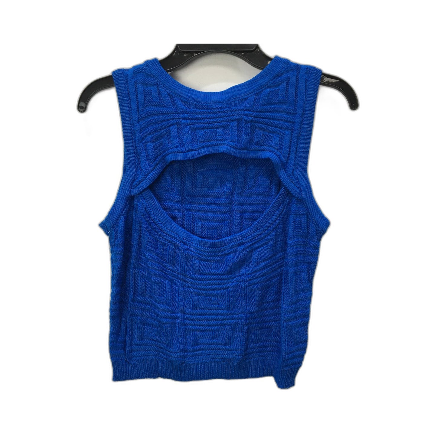 Geometric Pattern Sweater Vest Unisex Viscose Comfortable Blue Women's Size M