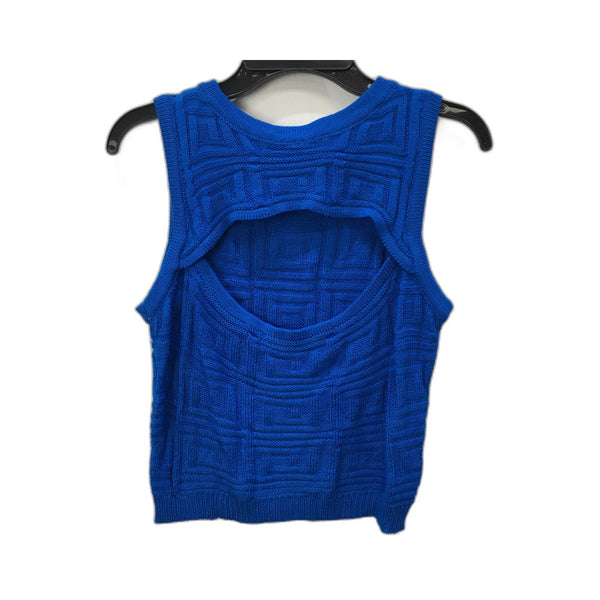 Geometric Pattern Sweater Vest Unisex Viscose Comfortable Blue Women's Size M