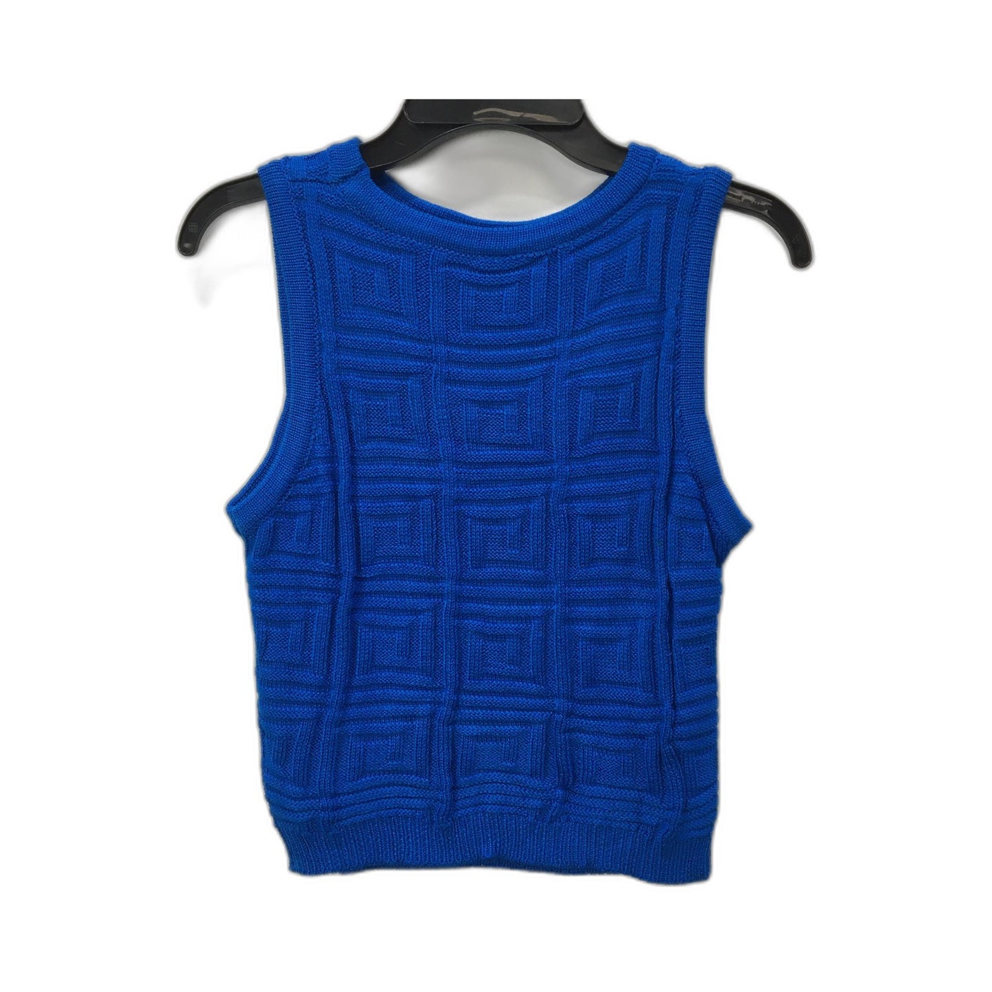 Geometric Pattern Sweater Vest Unisex Viscose Comfortable Blue Women's Size M