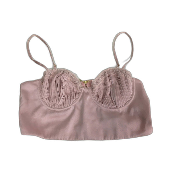 Beginning Boutique Lace Trim Pleated Cup Bra Light Pink Women's Size 12