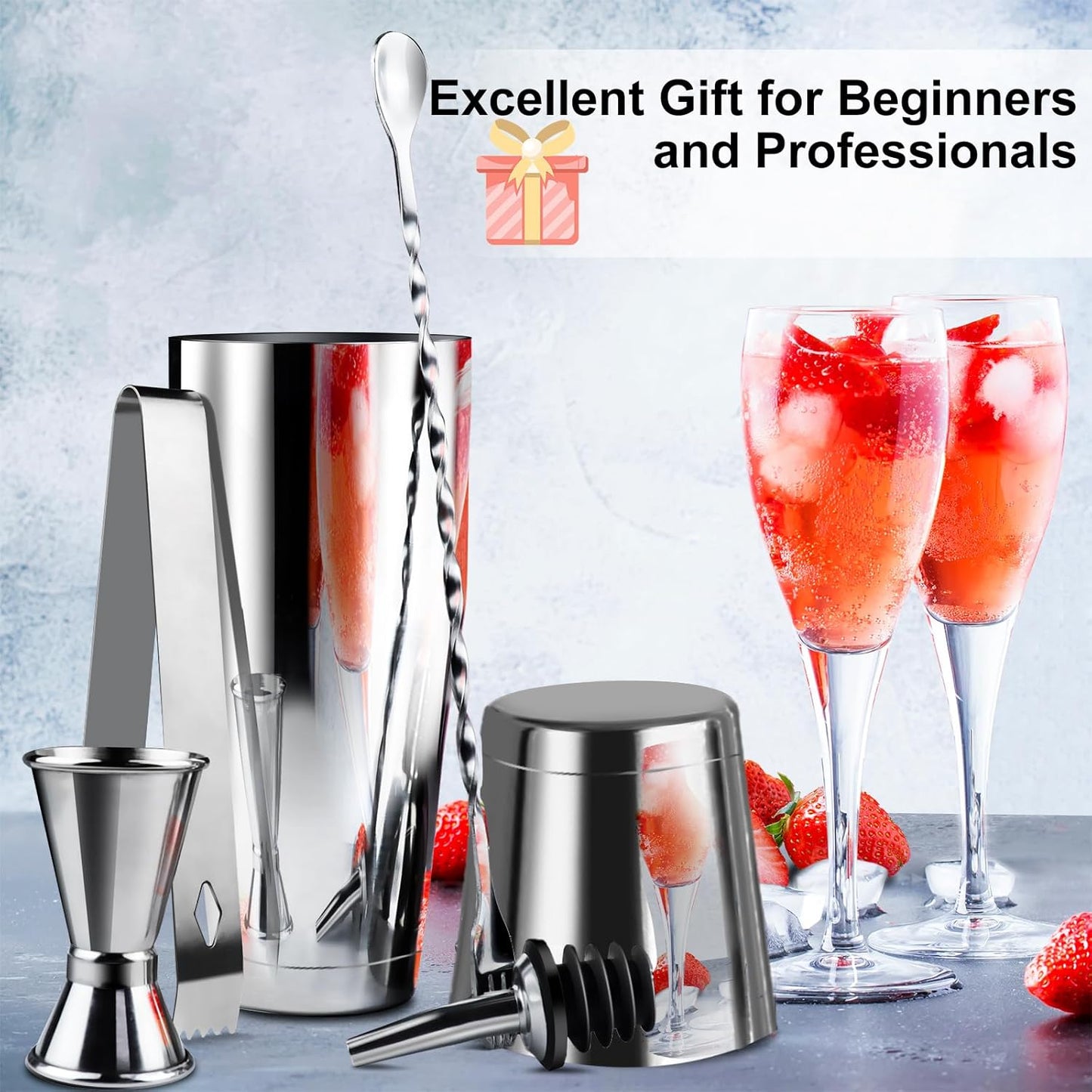 LEEGOHI Cocktail Cocktail Shakers Shaker Set 8-Piece Stainless Steel NEW