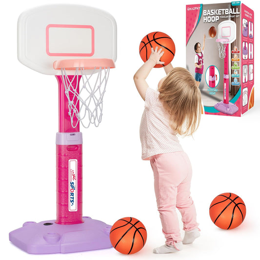 GMAOPHY Adjustable Indoor Basketball Hoop for Toddlers & Kids, Pink DEMO