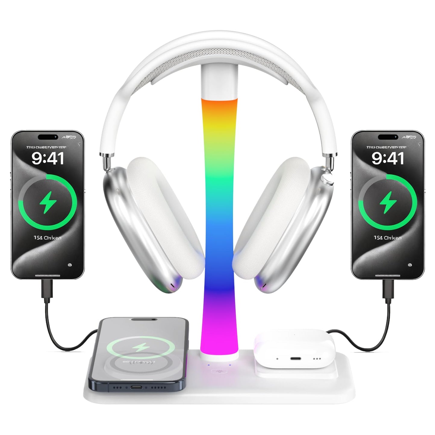Tascaquin Wireless Stands Charging Headphone Stand with RGB Lighting in NEW