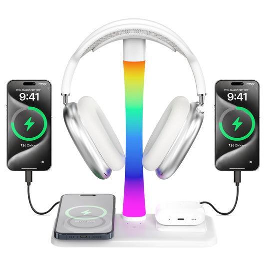 Tascaquin Wireless Stands Charging Headphone Stand with RGB Lighting in NEW