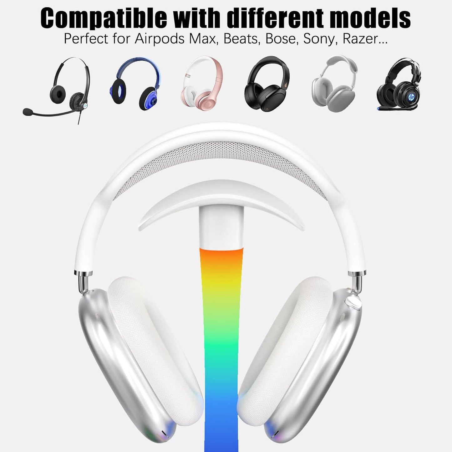 Tascaquin Wireless Stands Charging Headphone Stand with RGB Lighting in NEW
