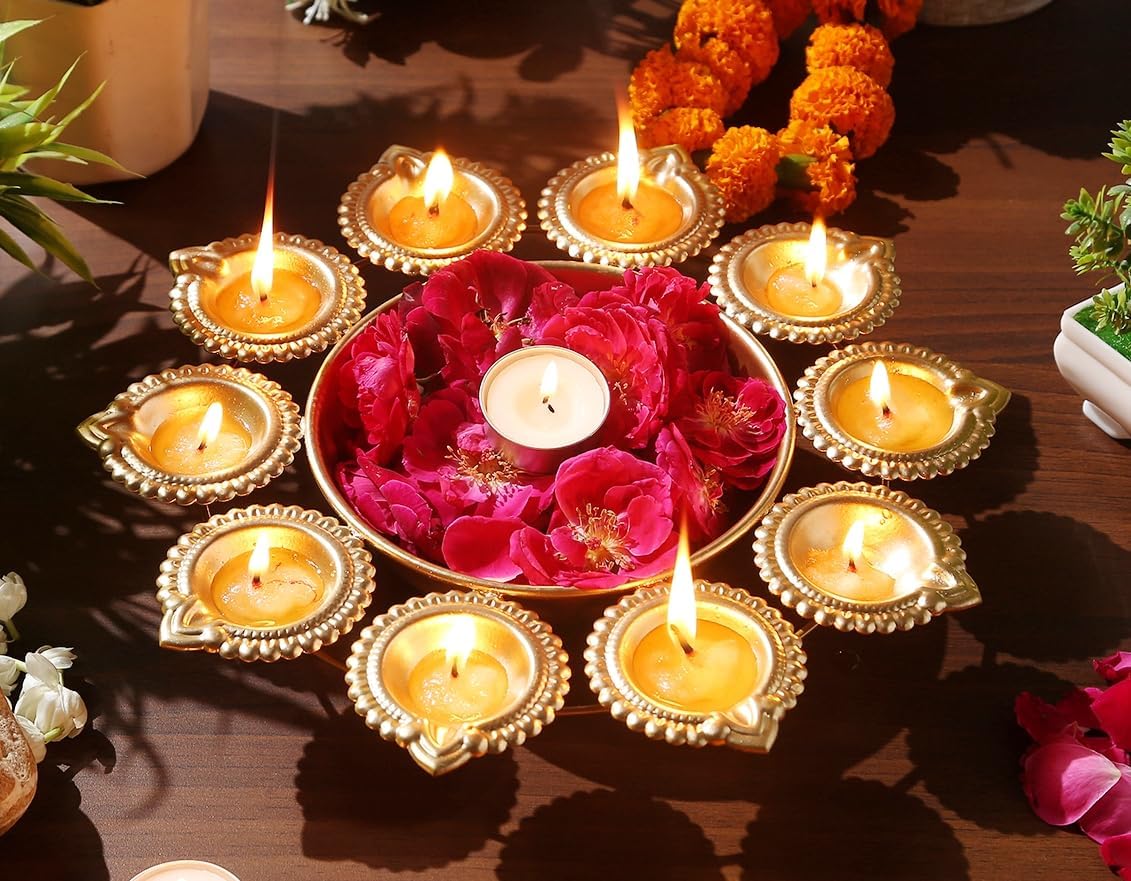 R Ayurveda Religious & Spiritual Items Copper Decorative Metal Diya NEW