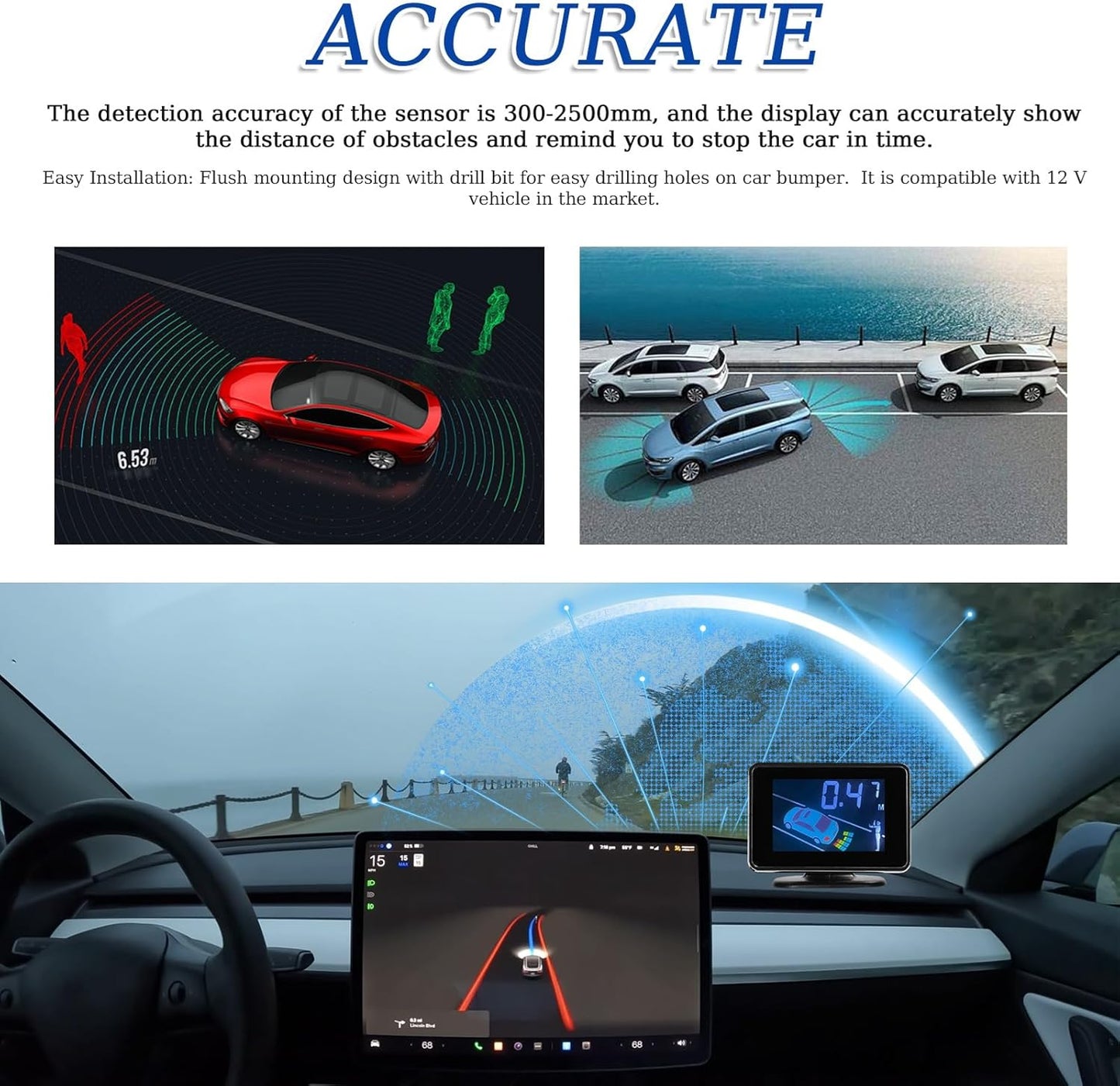 SOULONG Car Car Electronics Parking Sensors with Reversing Radars & LCD DEMO