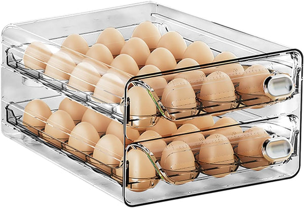 TOMVAES Clear Egg Holder Refrigerator Storage High Capacity Transparent DEMO