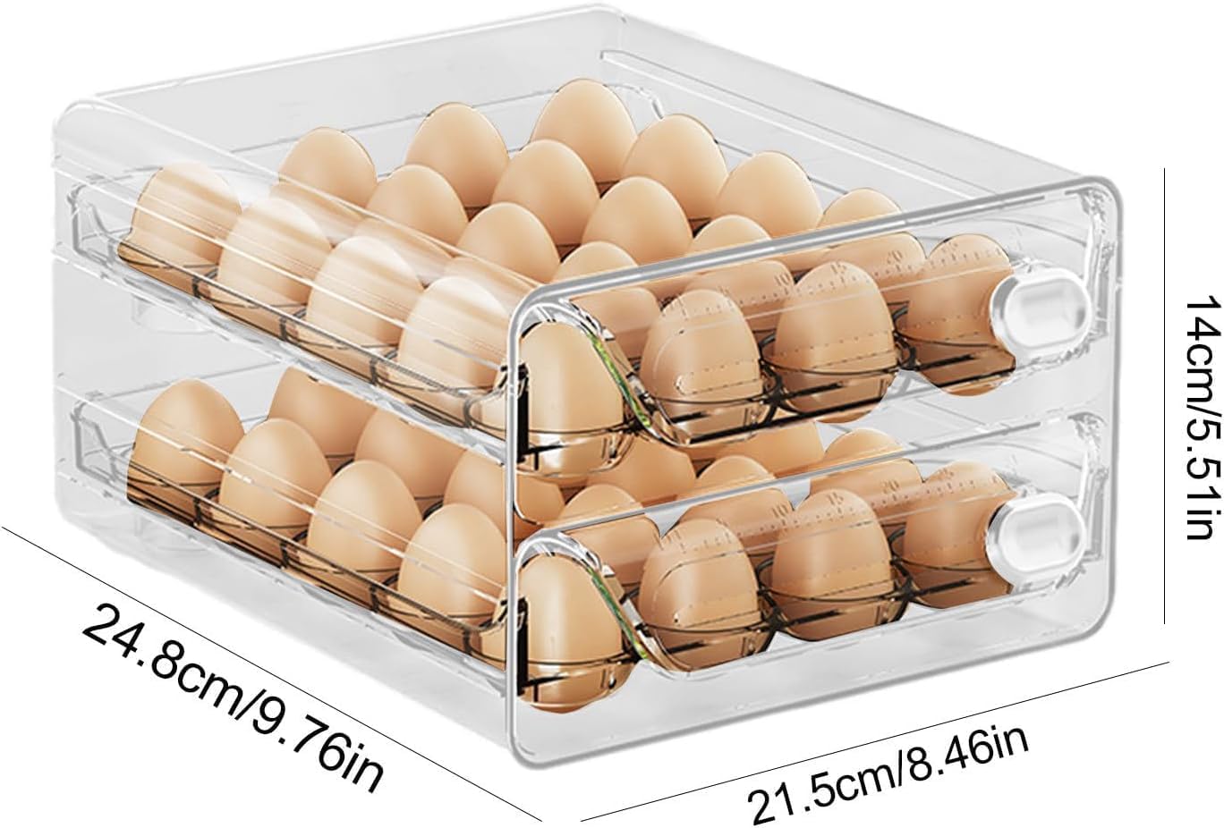 TOMVAES Clear Egg Holder Refrigerator Storage High Capacity Transparent DEMO