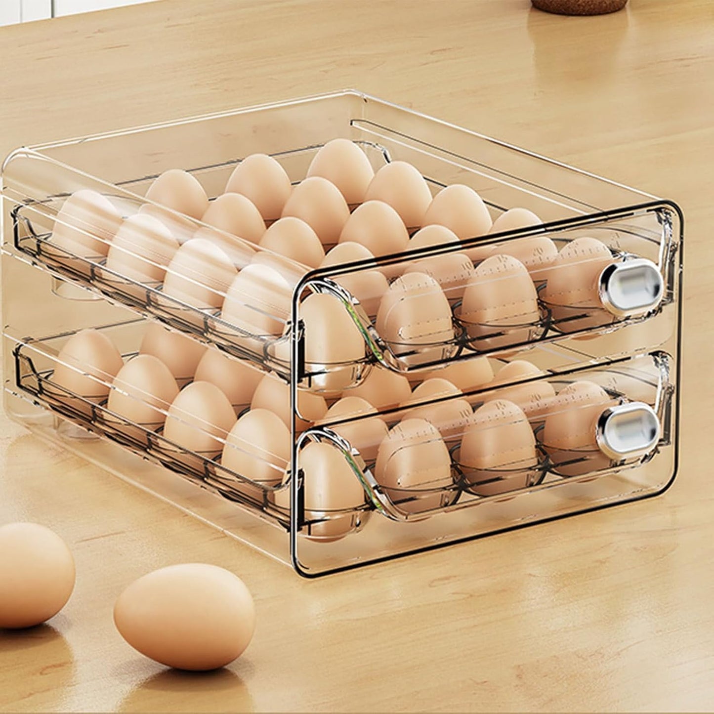 TOMVAES Clear Egg Holder Refrigerator Storage High Capacity Transparent DEMO