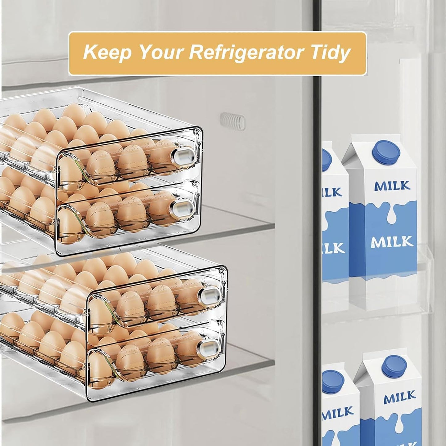 TOMVAES Clear Egg Holder Refrigerator Storage High Capacity Transparent DEMO