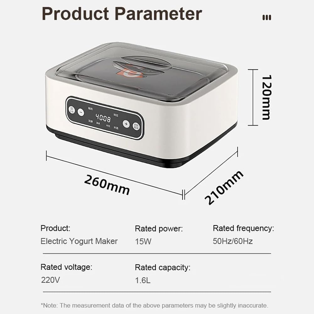JSAUGXQYLYDB 1.6L Electric Yogurt Maker with 9 Glass Jars, White, DEMO