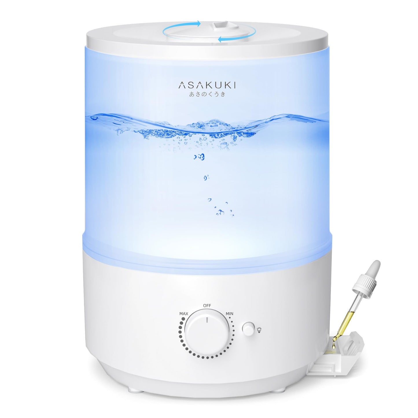 ASAKUKI 3L Cool Mist Humidifier for Bedroom, Top Fill, White, Quiet DEMO