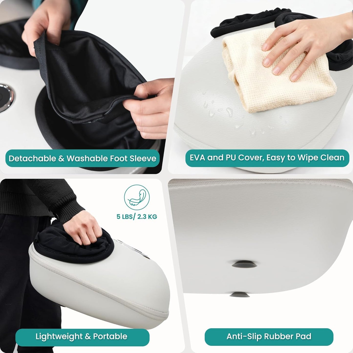 Nekteck Shiatsu Foot Massager with Heat, Air Compress, Beige, Upgraded DEMO