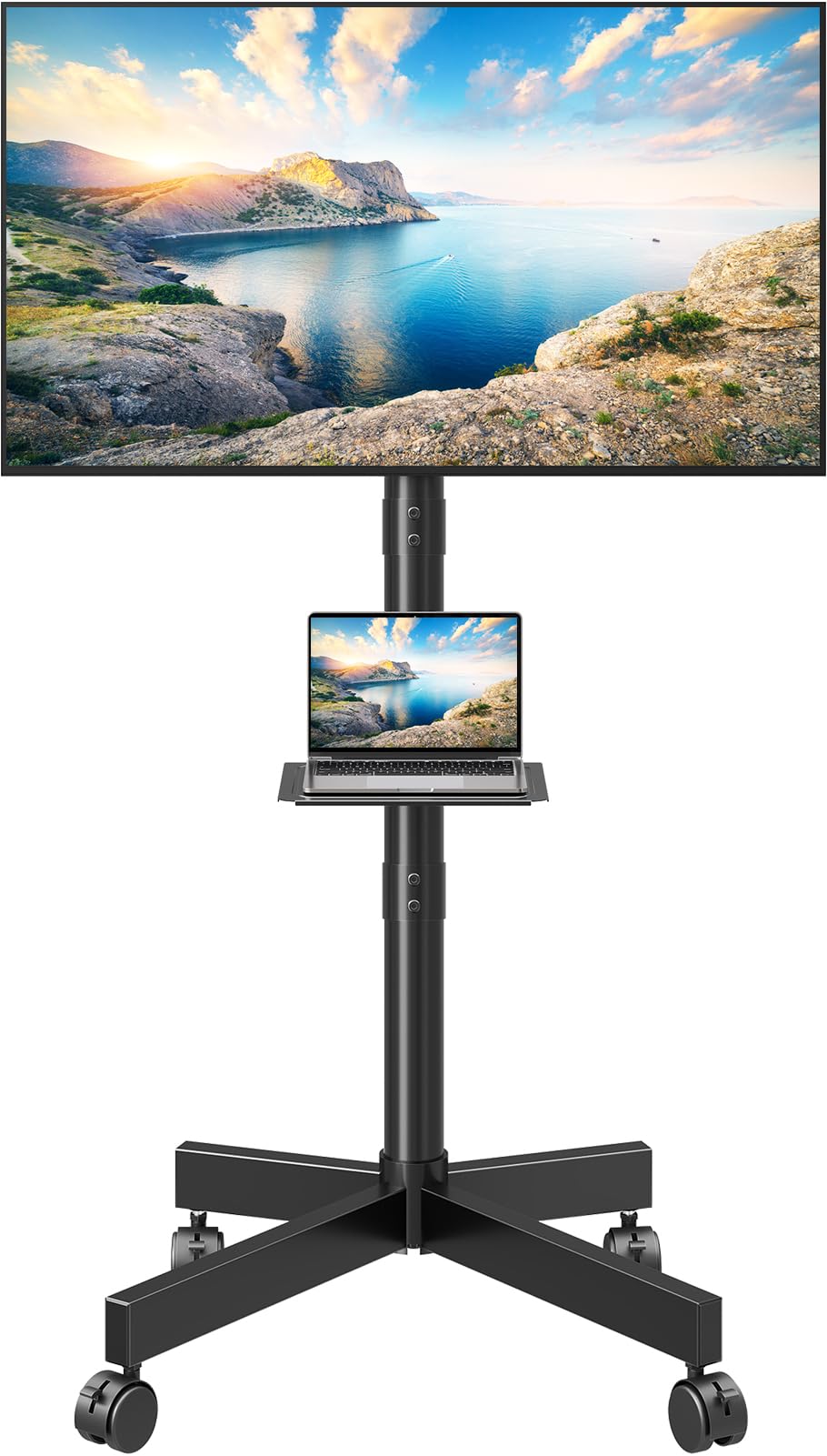 MOUNTUP Portable TV Floor Stand Mobile Cart for 23-60 Inch TVs, Black, DEMO