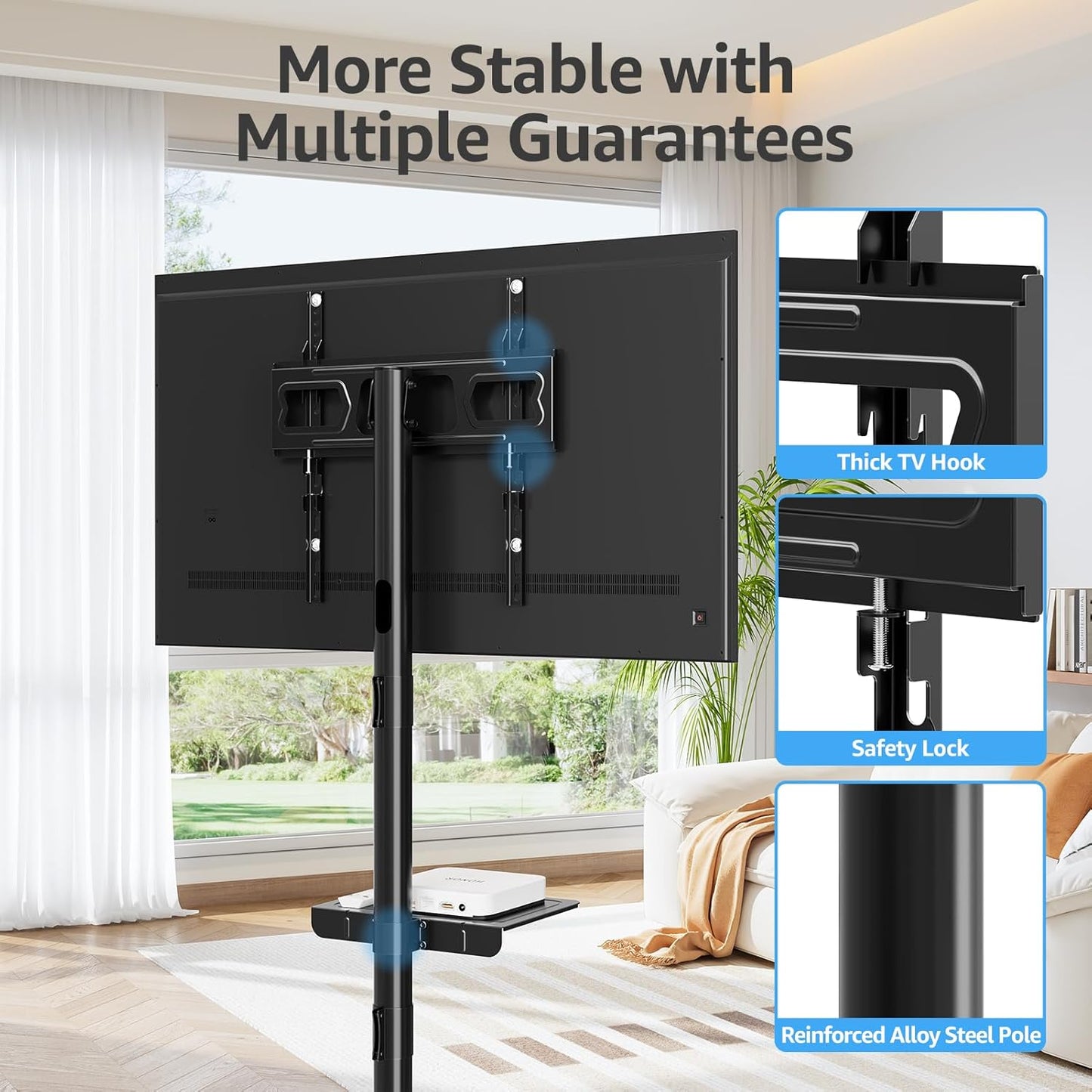 MOUNTUP Portable TV Floor Stand Mobile Cart for 23-60 Inch TVs, Black, DEMO