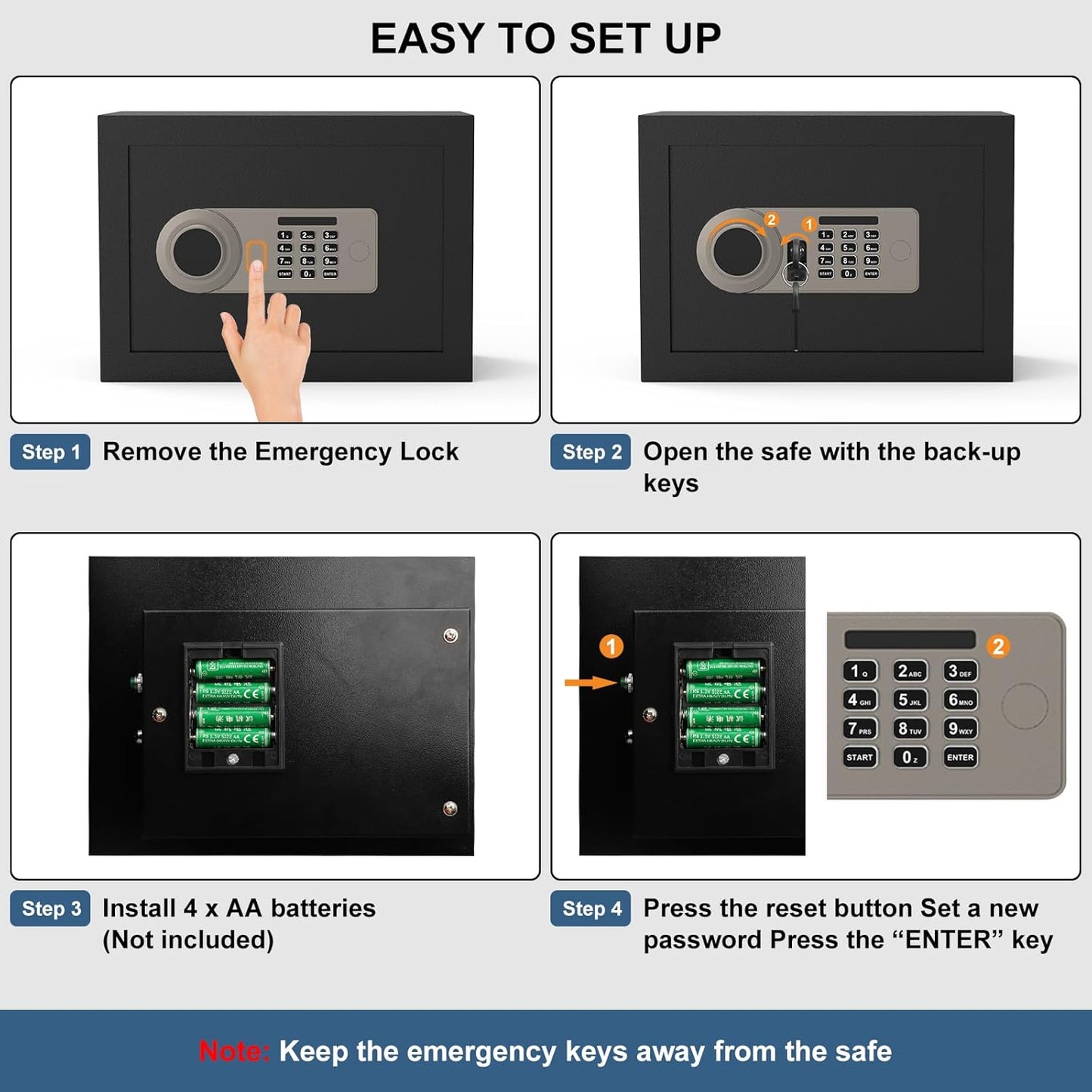 Diyife Heavy Duty Digital Safe Box with 3 Anti-Theft Bolts, Black, Secure DEMO