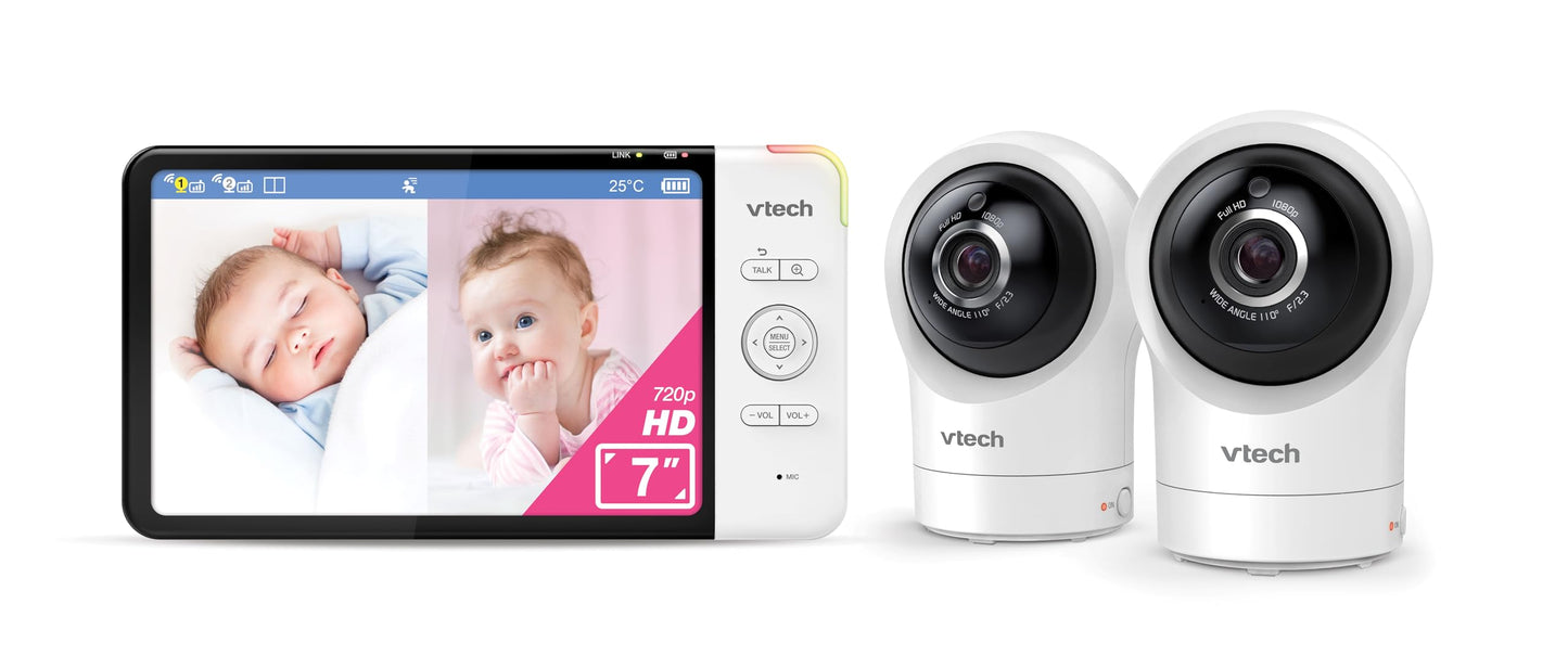 VTech RM7764HDV2 7" Smart HD Pan & Tilt Video Baby Monitor 2-Camera Remote DEMO