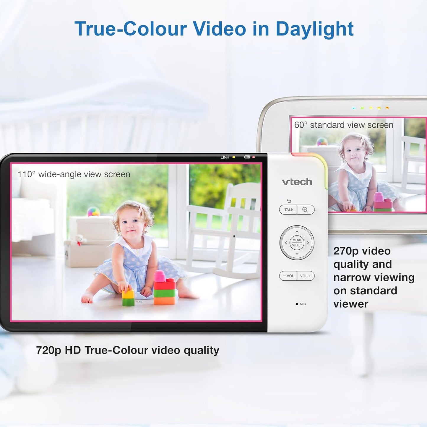 VTech RM7764HDV2 7" Smart HD Pan & Tilt Video Baby Monitor 2-Camera Remote DEMO