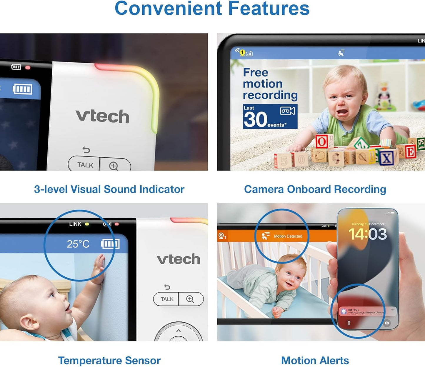 VTech RM7764HDV2 7" Smart HD Pan & Tilt Video Baby Monitor 2-Camera Remote DEMO