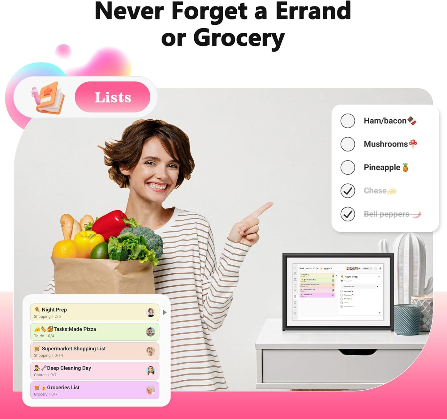 BIGASUO 10.1" Digital Calendar Full HD Touchscreen Smart Planner Wall DEMO