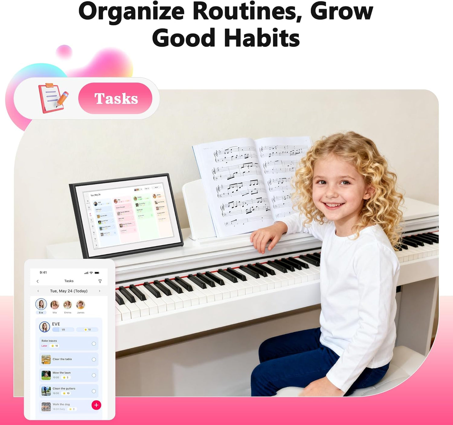 BIGASUO 10.1" Digital Calendar Full HD Touchscreen Smart Planner Wall DEMO