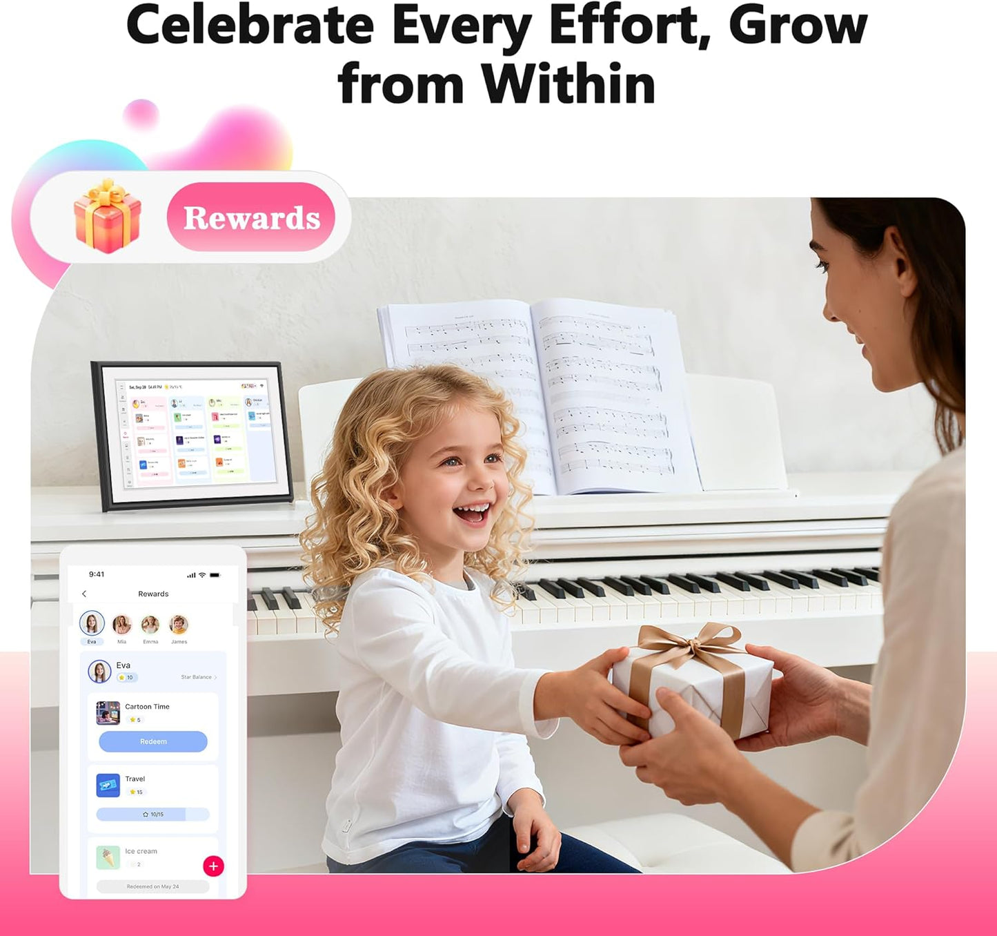 BIGASUO 10.1" Digital Calendar Full HD Touchscreen Smart Planner Wall DEMO