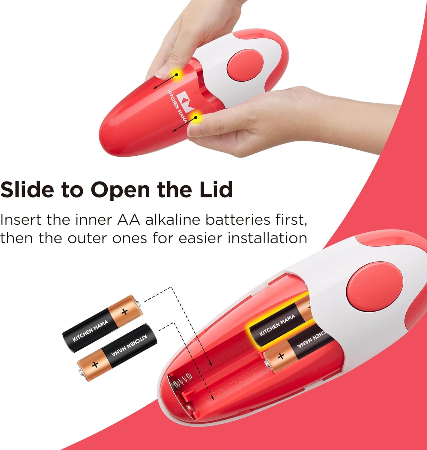 Kitchen Mama Electric Can Opener Automatic Hands-Free Cans Red Size 18 x 7 DEMO